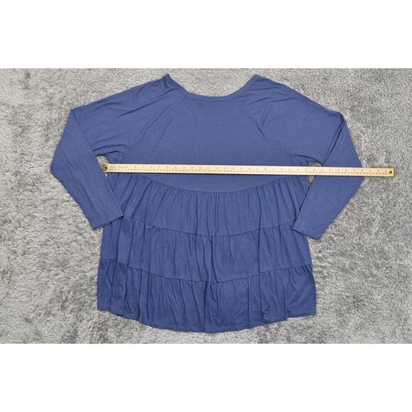 Torrid Blue Plus Size 3 Polyester Blouse - Preowned Flared Long Sleeve Stretch - Picture 4 of 9